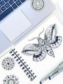 宝石飞蛾纹身手稿