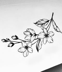 黑灰花纹身手稿