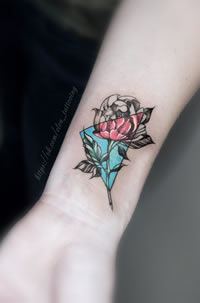 色彩花几何纹身手稿