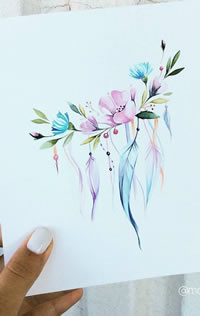 花色彩羽毛文身手稿