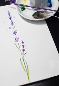 色彩小花叶子纹身手稿