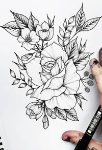 线条花纹身手稿