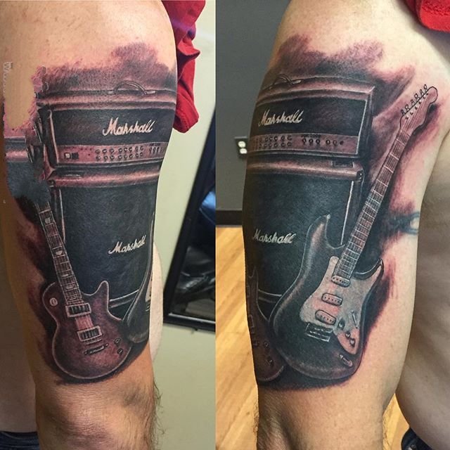 音乐纹身图案   创意表达的乐器纹身图案