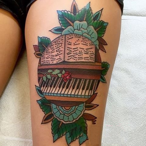 音乐纹身图案 悦耳动听的乐器纹身图案