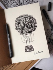 黑灰热气球纹身手稿