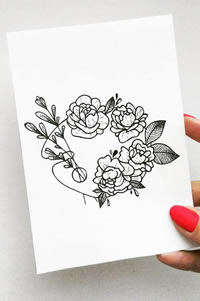 黑灰花环纹身手稿