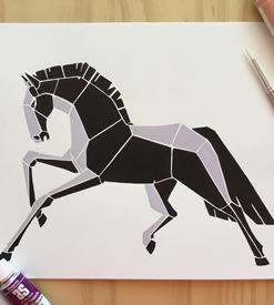 黑灰几何马文身手稿