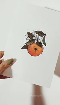 色彩橘子文身手稿