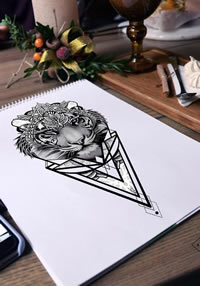 黑灰老虎几何纹身图案