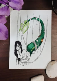 色彩人鱼纹身手稿