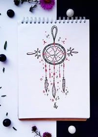 色彩捕梦网纹身手稿