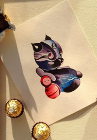 色彩动物套娃纹身手稿