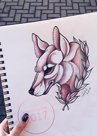 色彩动物纹身手稿