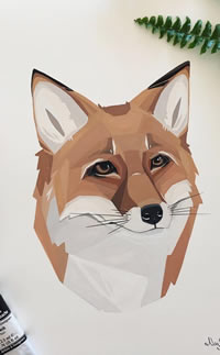 色彩狐狸纹身手稿