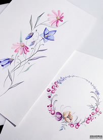 色彩花环纹身手稿