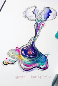 色彩鸡蛋纹身手稿