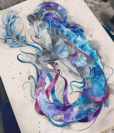 色彩摩羯座纹身手稿