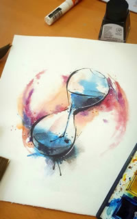 沙漏色彩纹身手稿