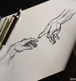 手线条纹身手稿