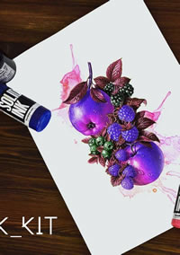 色彩水果纹身手稿