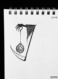 死神镰刀怀表纹身手稿