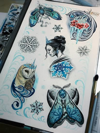 色彩动物人像纹身手稿