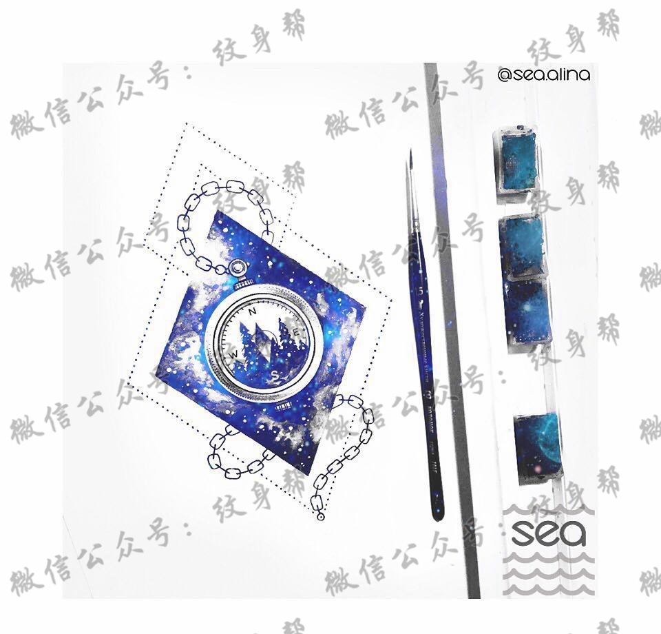 色彩星空几何纹身手稿