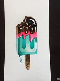 色彩雪糕纹身手稿