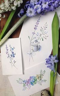 色彩熏衣草老鼠纹身手稿