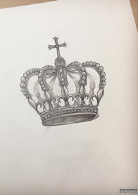 黑灰皇冠纹身手稿