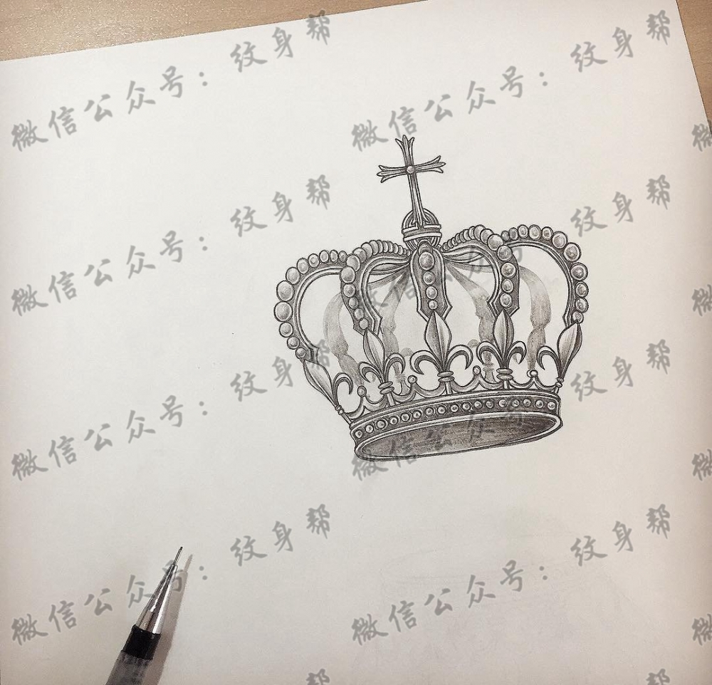 黑灰皇冠纹身手稿
