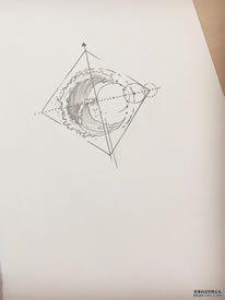 黑灰浪花线条纹身手稿