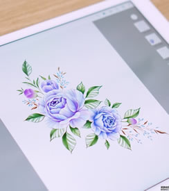 色彩花卉手稿纹身