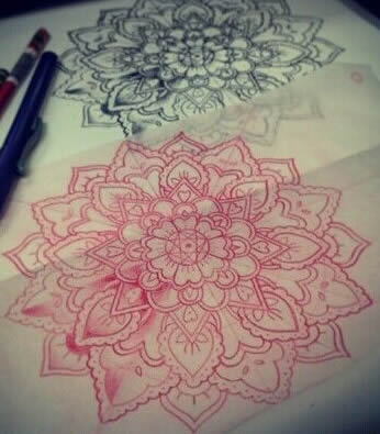 梵花图腾纹身素材手稿唯美线条