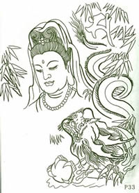 简易线条手稿龙佛像纹身图案大全