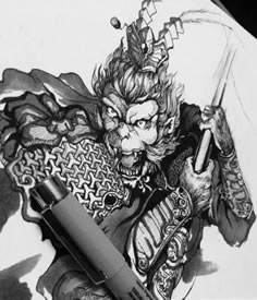 人气图腾斗战胜佛纹身图案手稿