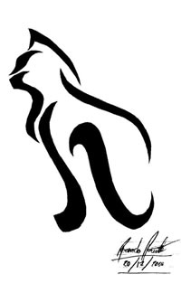 可爱小猫图腾手稿图片