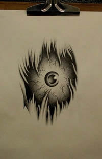 精致手稿纹身眼球图案