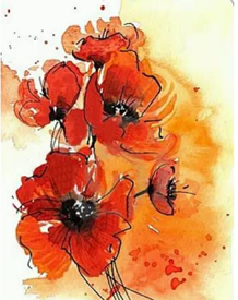 经典彩绘罂粟花纹身手稿图案