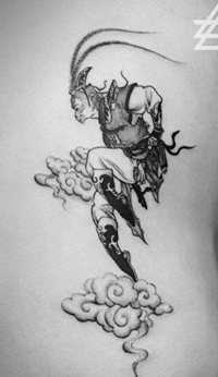 黑色唯美斗战胜佛纹身的手稿素材图片