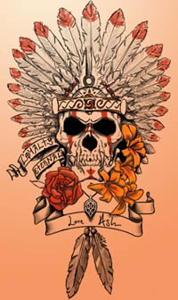 经典色彩骷髅纹身手稿素材