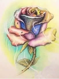 色彩花朵手稿纹身图