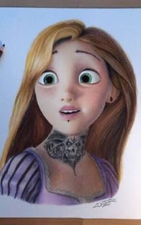 经典童话女孩纹身手稿素材