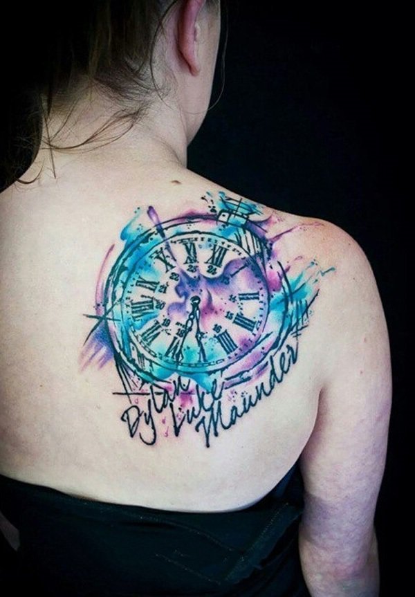 时钟纹身   时尚而又别致的时钟纹身图案