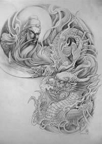 另类手臂纹身龙手稿素材