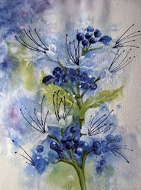 经典唯美蓝莓果子纹身手稿