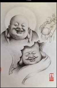 弥勒佛地藏王菩萨个性纹身手稿