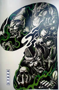 经典黑白无常纹身手稿