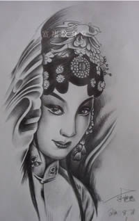 素描花旦纹身素材欣赏