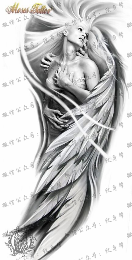 漂亮唯美的天使纹身手稿